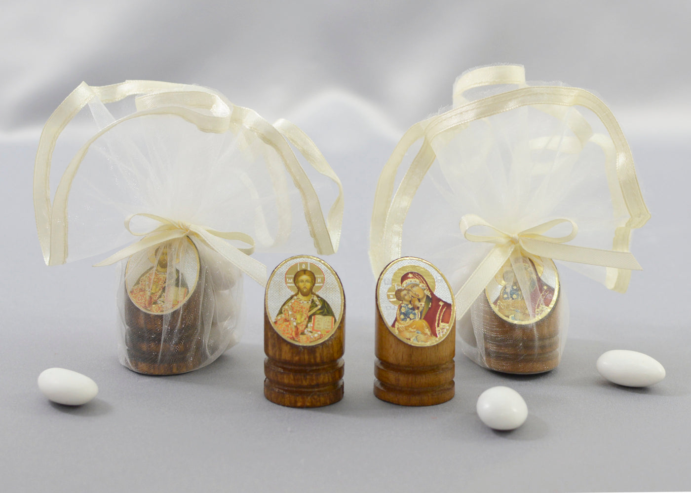 Round Wood Icon Baptism Favor