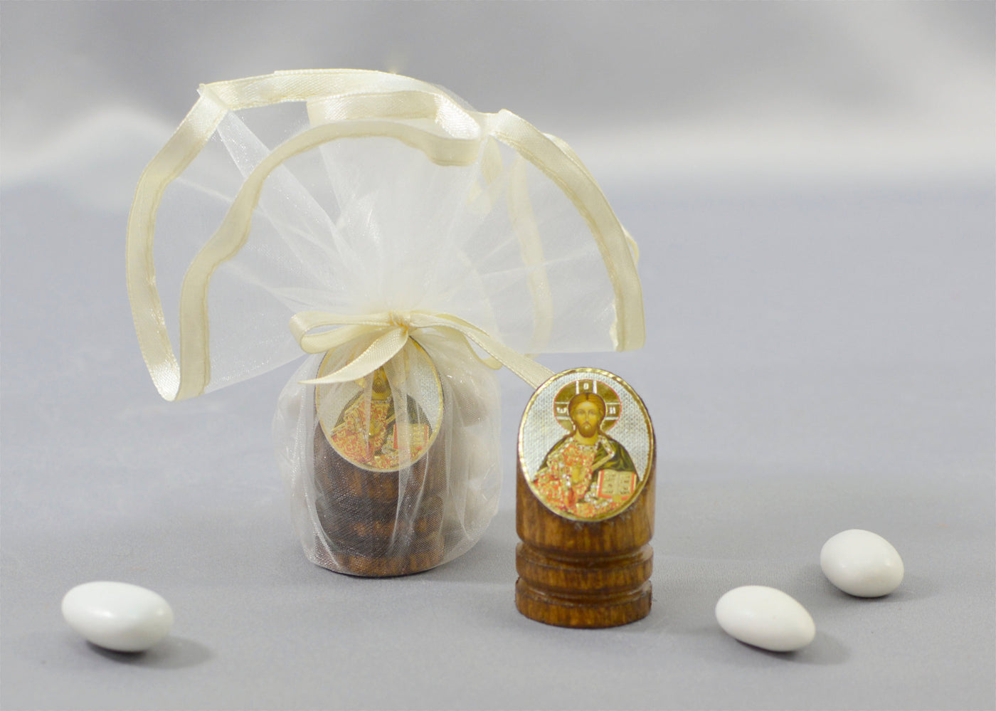 Round Wood Icon Baptism Favor