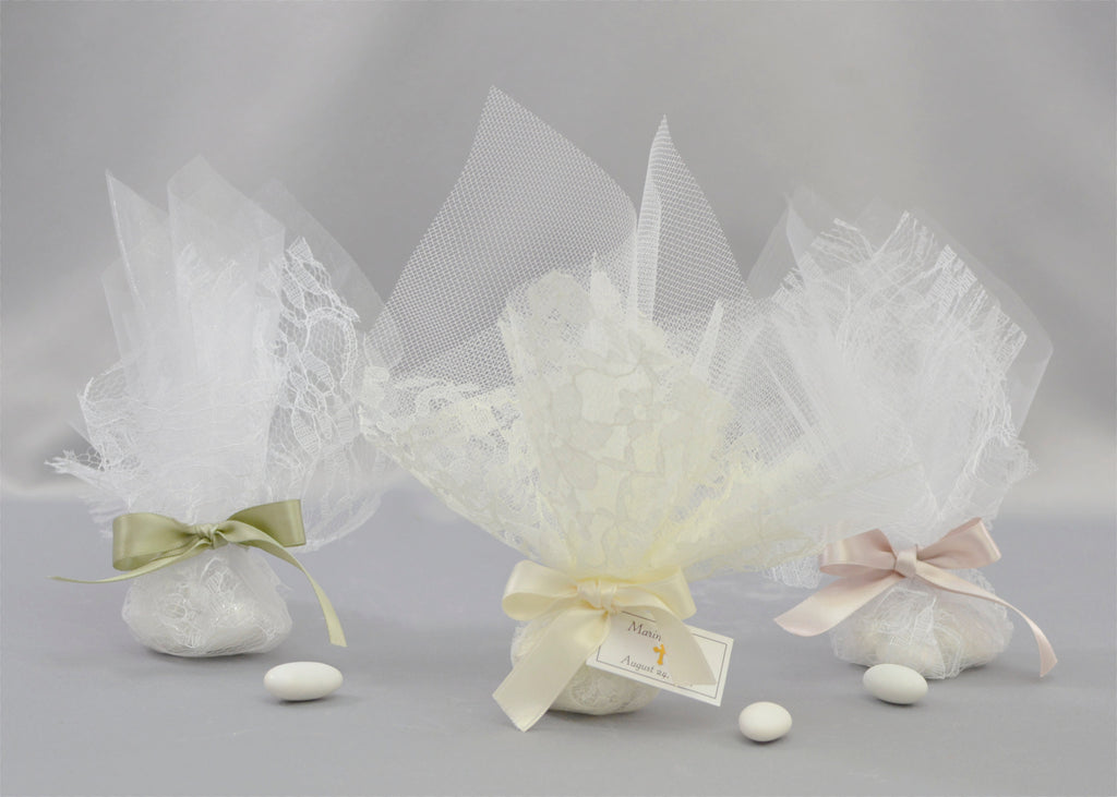 Traditional Lace Wrapped Baptism Favors