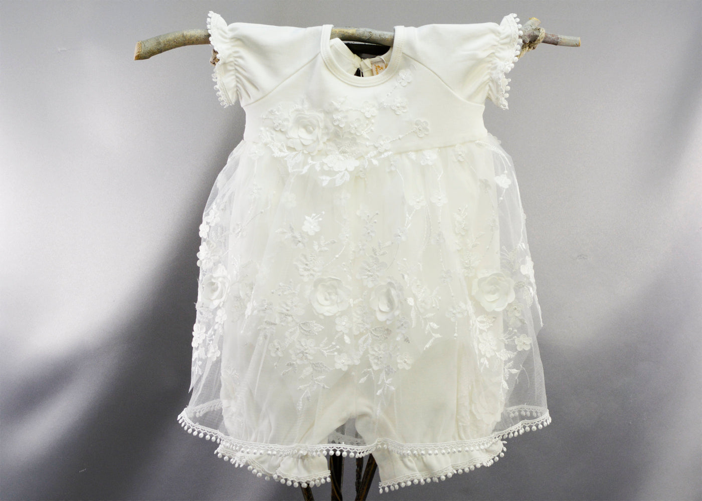 Ella Baptism Bloomer Dress | 12 Month