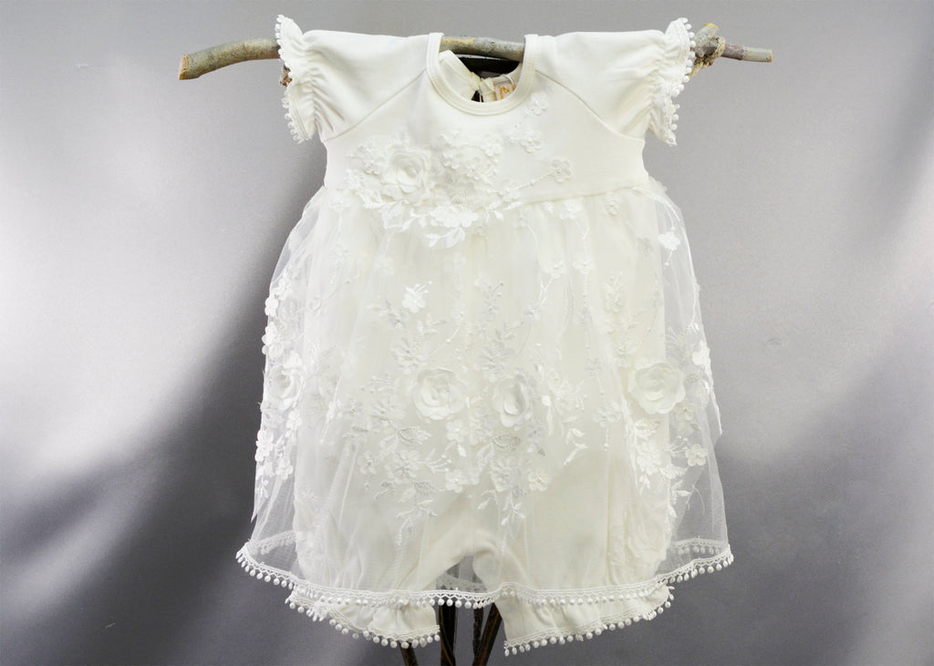 Ella Baptism Bloomer Dress | 12 Month