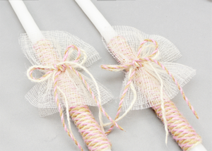 Penny Baptism Candles | Fabric Draping | 17" & 32"